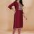 Maroon color vichitra silk blend v neck embroidered kurti