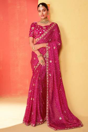 shaded multi color faux chiffon silver zari border work  saree