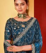 shaded multi color faux chiffon silver zari border work  saree