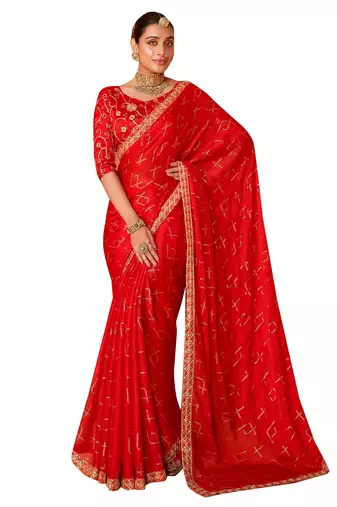 shaded multi color faux chiffon silver zari border work  saree