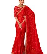 shaded multi color faux chiffon silver zari border work  saree