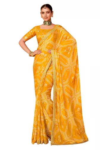 shaded multi color faux chiffon silver zari border work  saree