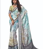shaded multi color faux chiffon silver zari border work  saree
