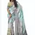 shaded multi color faux chiffon silver zari border work  saree