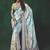 shaded multi color faux chiffon silver zari border work  saree