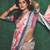 shaded multi color faux chiffon silver zari border work  saree