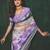 shaded multi color faux chiffon silver zari border work  saree
