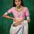 shaded multi color faux chiffon silver zari border work  saree