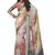 shaded multi color faux chiffon silver zari border work  saree