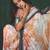 shaded multi color faux chiffon silver zari border work  saree