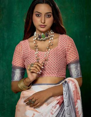 shaded multi color faux chiffon silver zari border work saree 5