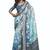 shaded multi color faux chiffon silver zari border work  saree
