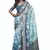 shaded multi color faux chiffon silver zari border work  saree