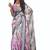 shaded multi color faux chiffon silver zari border work  saree