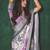 shaded multi color faux chiffon silver zari border work  saree