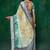 shaded multi color faux chiffon silver zari border work  saree