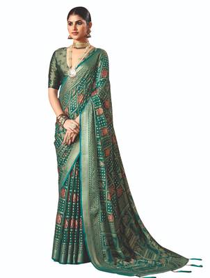 green brasso border work saree 1