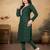 Green color vichitra silk blend round neck embroidered kurti