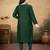 Green color vichitra silk blend round neck embroidered kurti