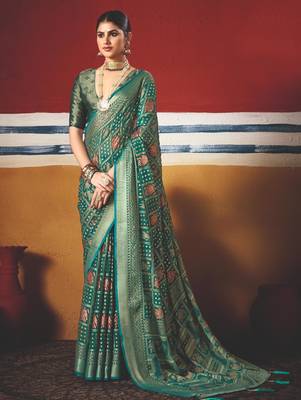 green brasso border work saree 2