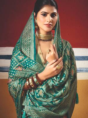 green brasso border work saree 3