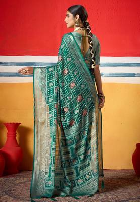 green brasso border work saree 4