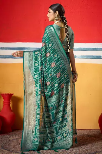 green brasso border work saree