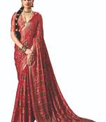 red brasso border work saree