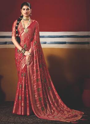 red brasso border work saree 2