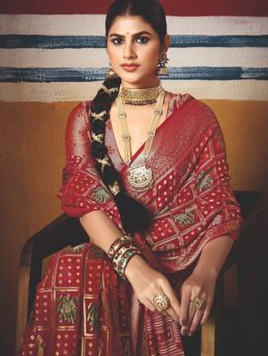 red brasso border work saree 3