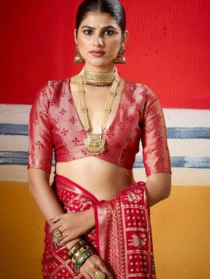red brasso border work saree 4