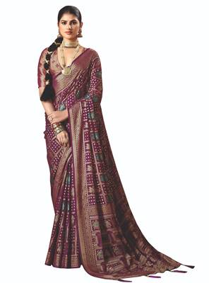 maroon brasso border work saree 1