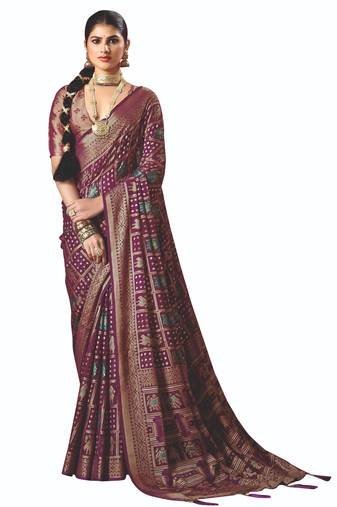 maroon brasso border work saree