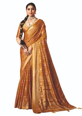yellow brasso border work saree 1