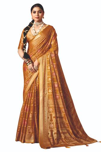 yellow brasso border work saree
