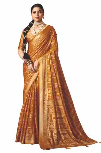 yellow brasso border work saree