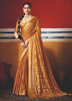 yellow brasso border work saree 2