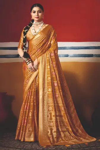 yellow brasso border work saree