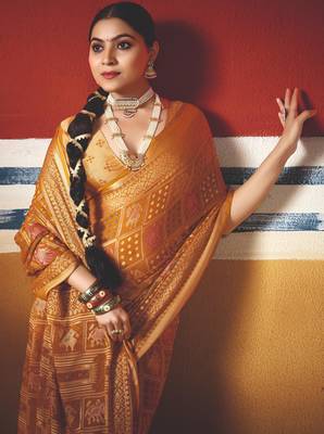 yellow brasso border work saree 3