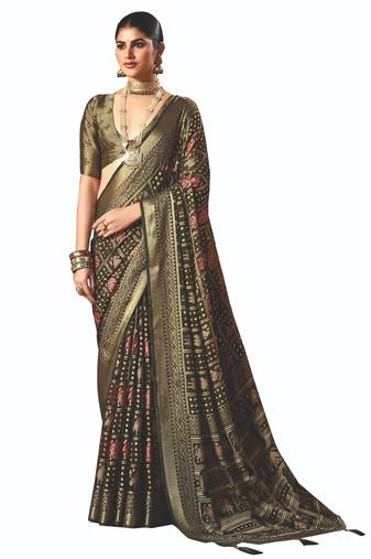 black brasso border work saree