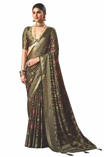 black brasso border work saree