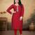 Maroon color vichitra silk blend round neck embroidered kurti