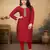 Maroon color vichitra silk blend round neck embroidered kurti
