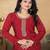 Maroon color vichitra silk blend round neck embroidered kurti