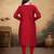 Maroon color vichitra silk blend round neck embroidered kurti