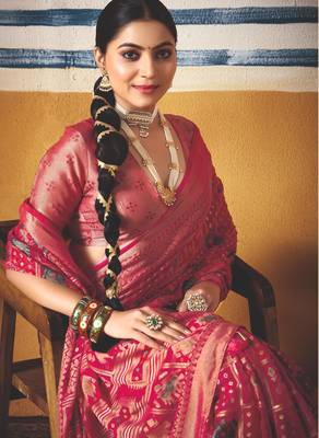 pink brasso border work saree 3