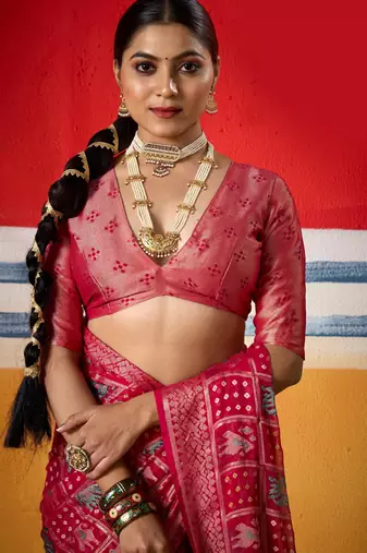 pink brasso border work saree