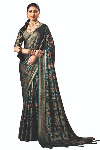 blue brasso border work saree