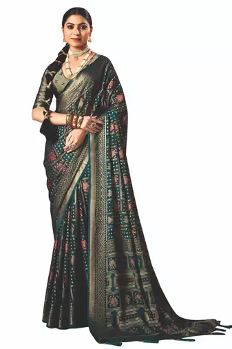 blue brasso border work saree