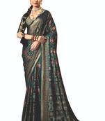 blue brasso border work saree